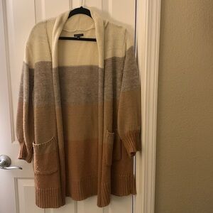 Oversized neutral striped cardigan sweater S